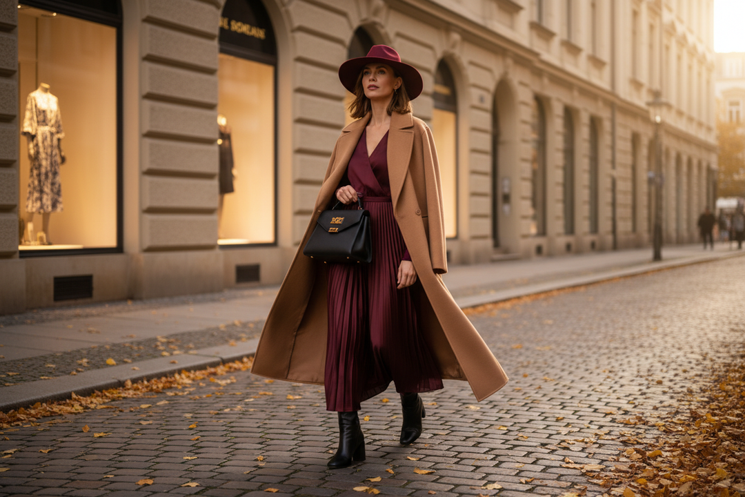 Herbstmode 2026 mit Oversized Mantel, Midi-Kleid und warmen Erdtönen bei Isabellboutique030.de