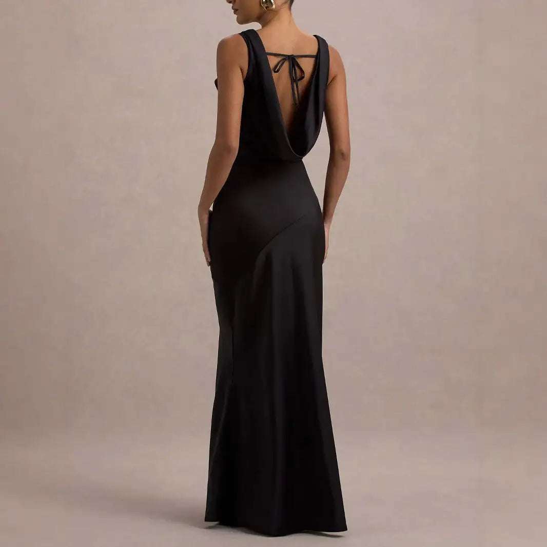Elegantes, rückenfreies Meerjungfrau-Kleid aus Premium-Satin in Slim-Fit-Schnitt