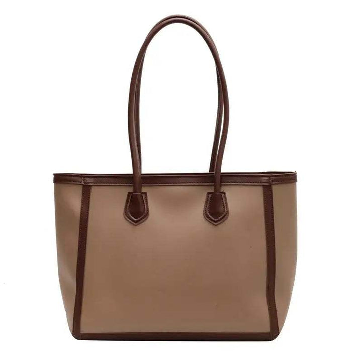 Schwarze Damen Schulter-Tote Bag aus PU-Leder mit Doppelriemen und Laptopfach, minimalistisch und praktisch für den Alltag