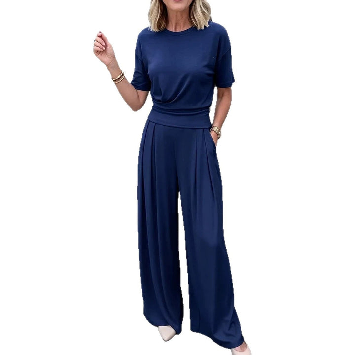 Damen Sommer-Set mit lockerem Rundhals-T-Shirt und weiter Hose im Streetwear Look