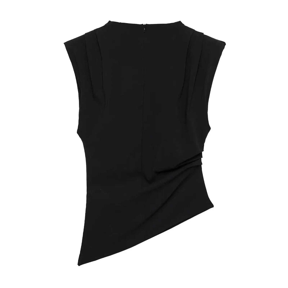 Elegantes Damen Top mit plissierten Details und betonten Schultern in Slim-Fit Passform