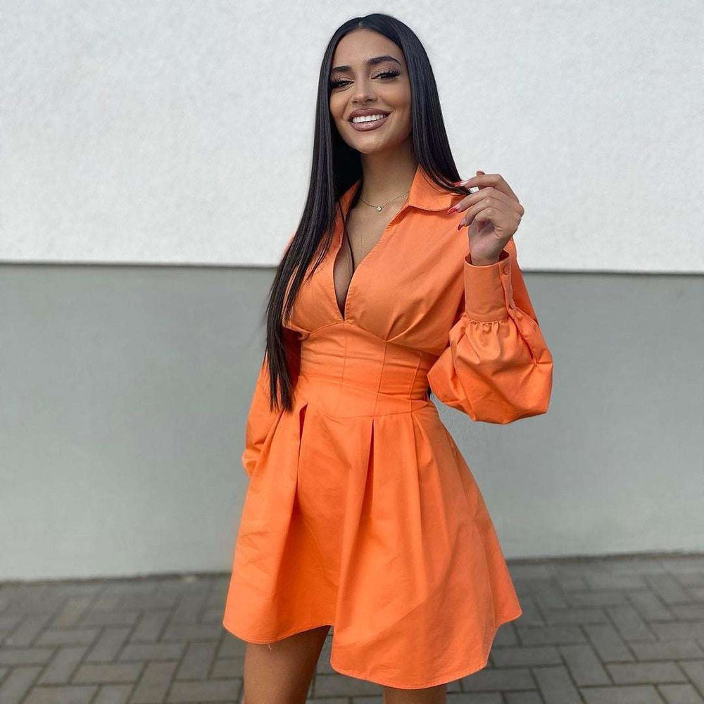 Hemdblusenkleid mit Rückenschnürung, A-Linien-Schnitt und klassischem POLO-Kragen
