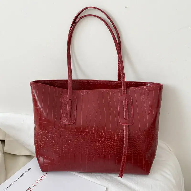 Große Damen Shopper Tasche aus Leder-Optik mit minimalistischem Design und großzügigem Stauraum