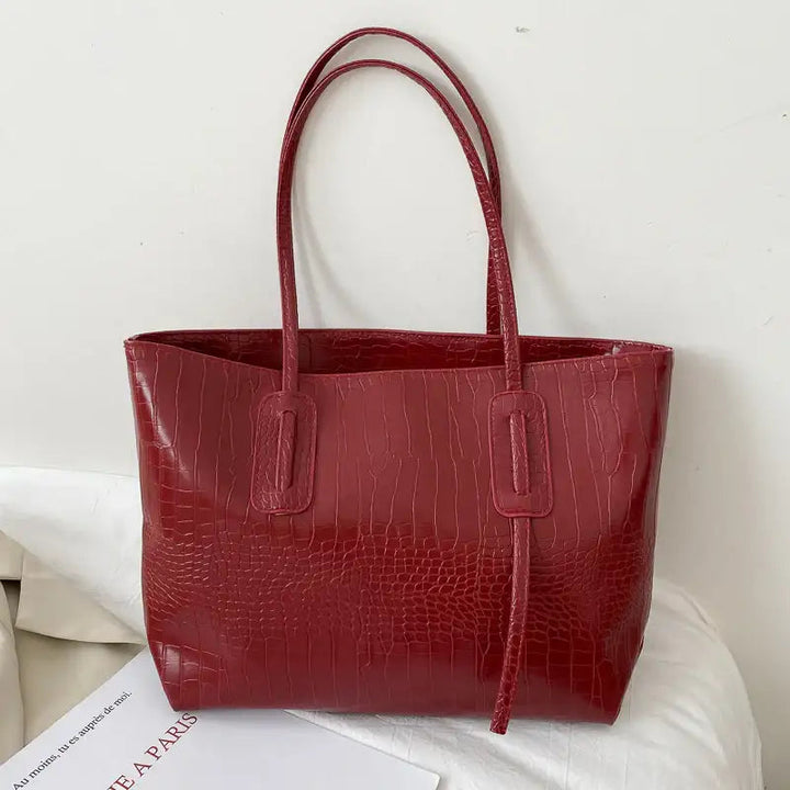 Große Damen Shopper Tasche aus Leder-Optik mit minimalistischem Design und großzügigem Stauraum