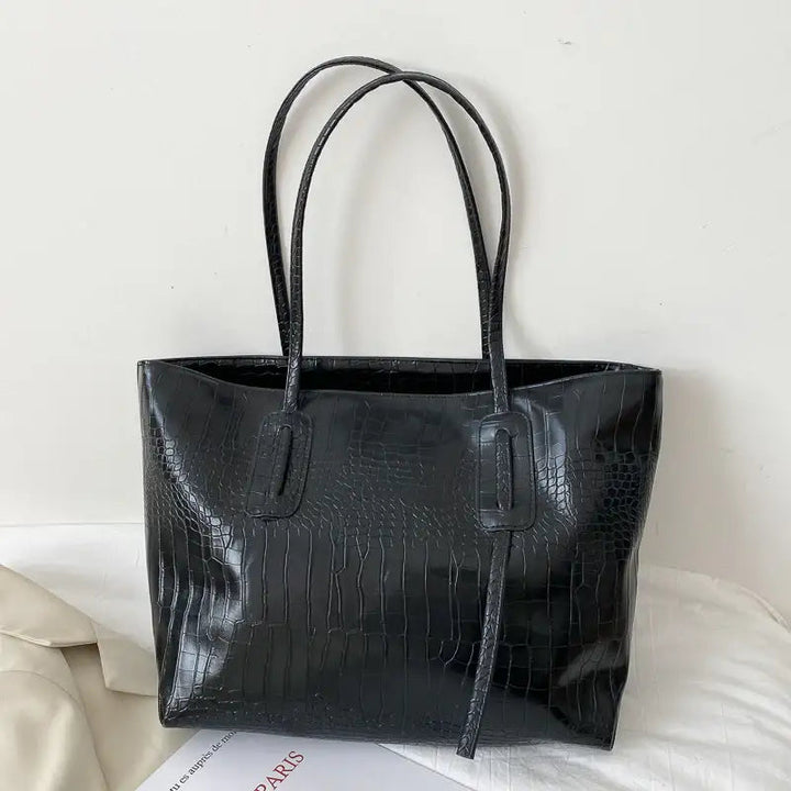 Große Damen Shopper Tasche aus Leder-Optik im minimalistischen Design, einfarbig und geräumig