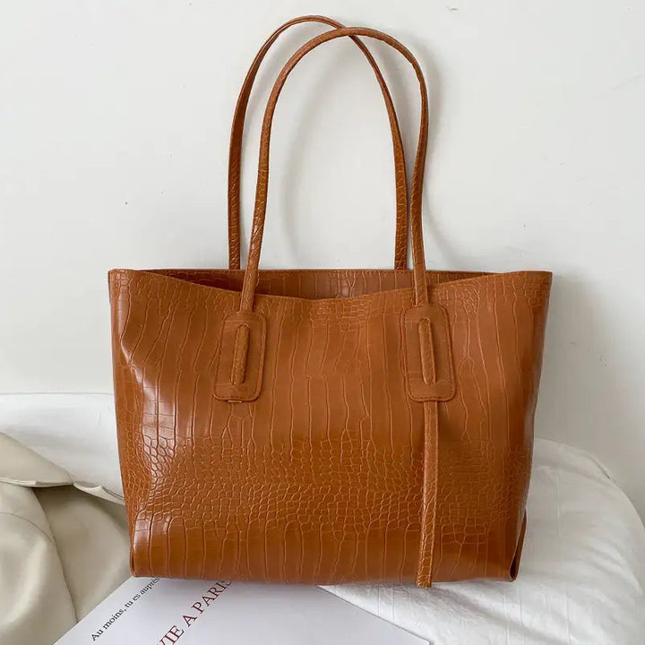Große Damen Shopper Tasche aus Leder-Optik mit schlichter Ein-Schulter-Design in verschiedenen Farben