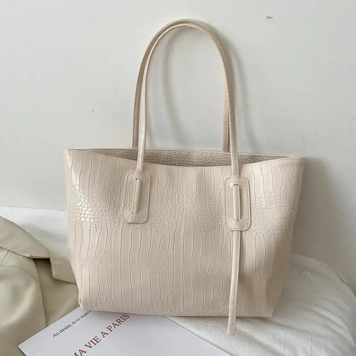 Große Damen Shopper Tasche aus Leder-Optik mit schlichtem, minimalistischem Design und großzügigem Fassungsvermögen