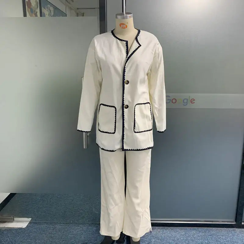 Damenmode Casual lockeres zweiteiliges Anzug-Set in einfarbigem Design für Büro und Freizeit