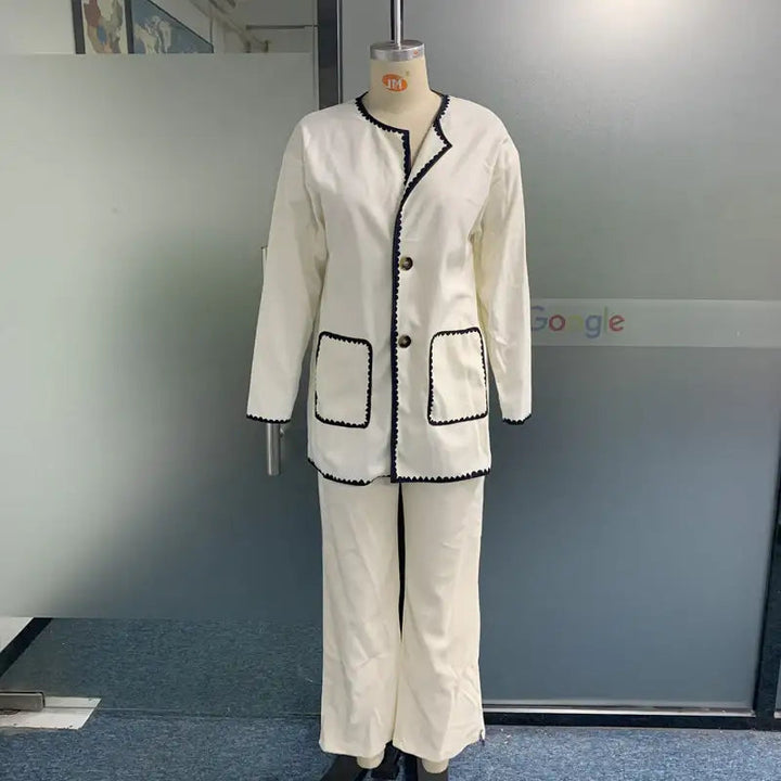 Damenmode Casual lockeres zweiteiliges Anzug-Set in einfarbigem Design für Büro und Freizeit