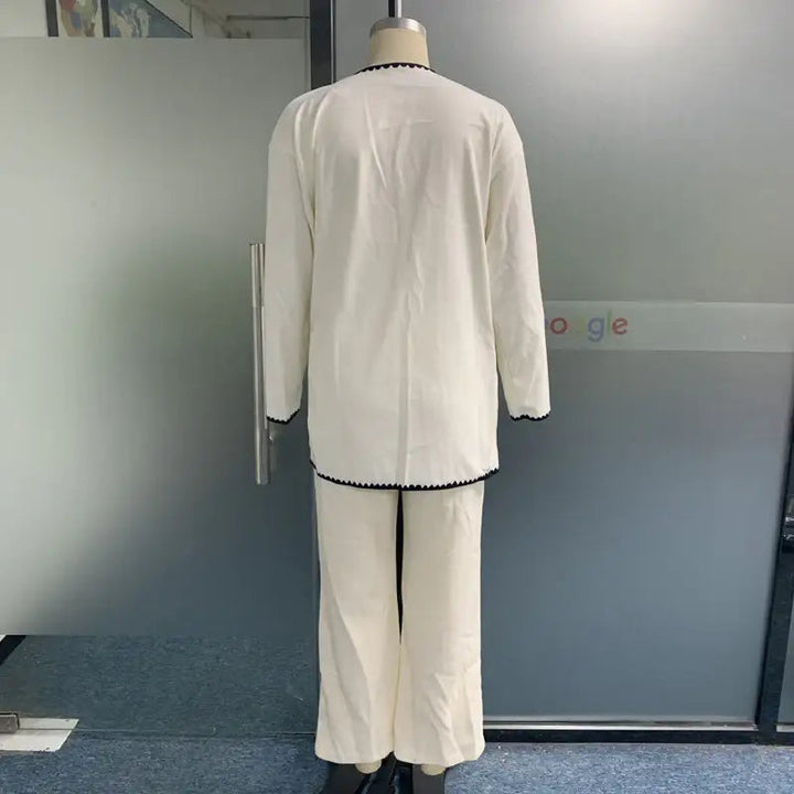 Damenmode Casual zweifarbiger lockerer zweiteiliger Anzug für Büro und Freizeit