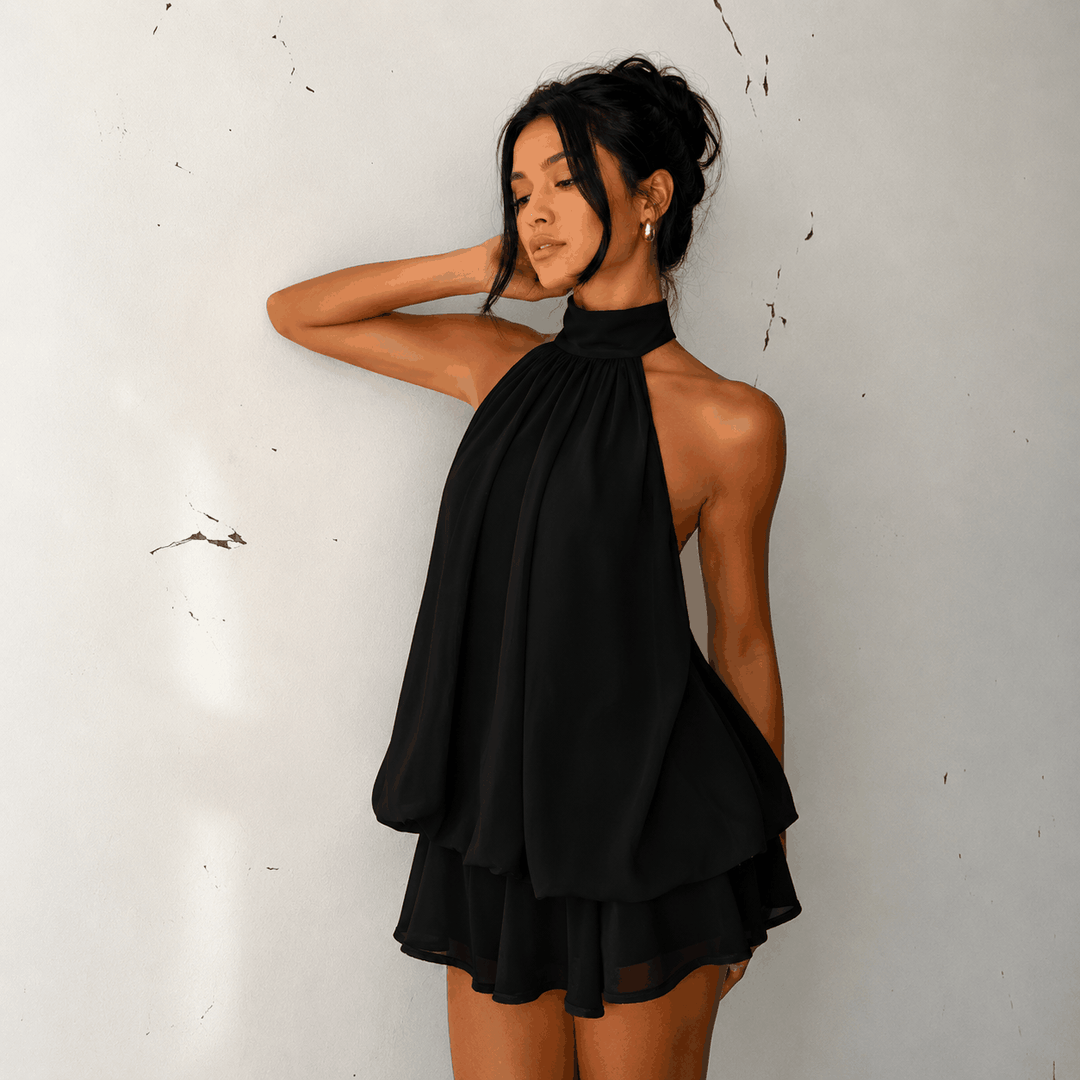 Sommerliches Neckholder-Kleid mit raffiniertem rückenfreiem Ausschnitt und femininer A-Linie für Strand und Urlaub