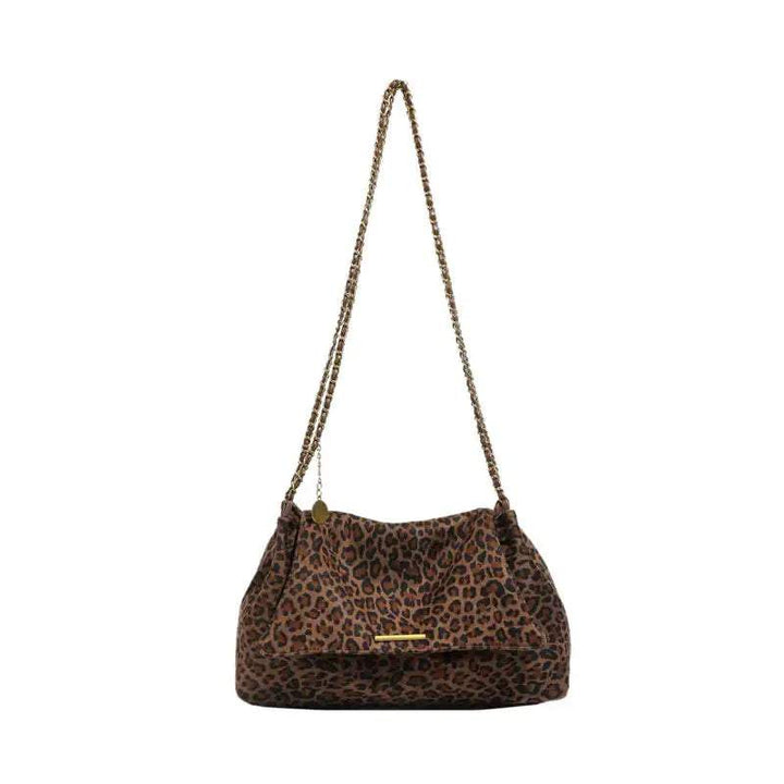 Elegante Damen-Schultertasche mit trendigem Leopardenmuster in Braun und Grau, geräumig und vielseitig