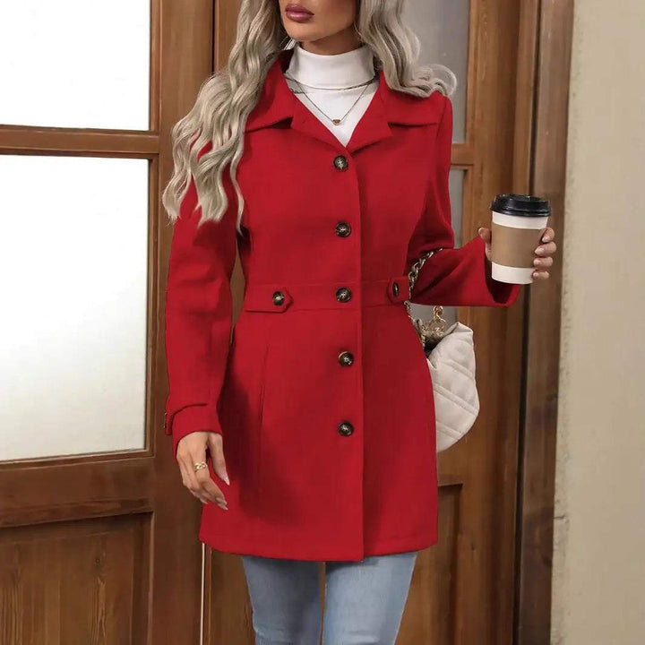 Eleganter Damen Wollmantel mittellang mit Reverskragen und einreihiger Knopfleiste in mehreren Farben