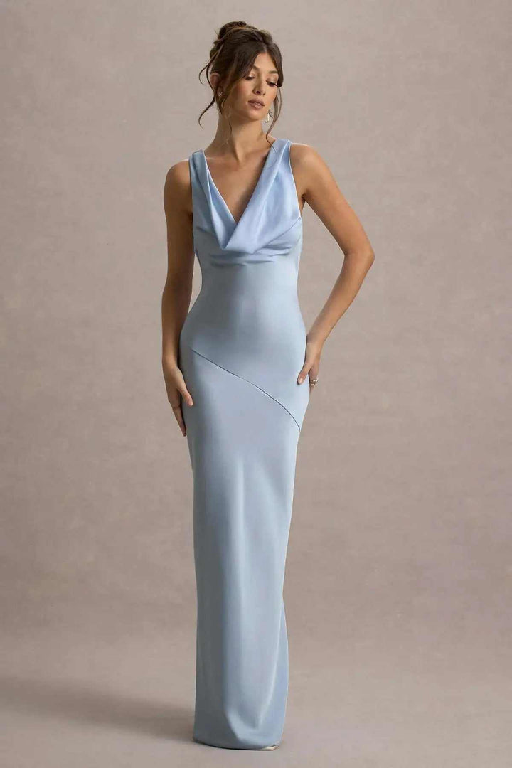 Elegantes Meerjungfrau-Kleid aus Premium-Satin mit rückenfreiem Slim-Fit-Schnitt
