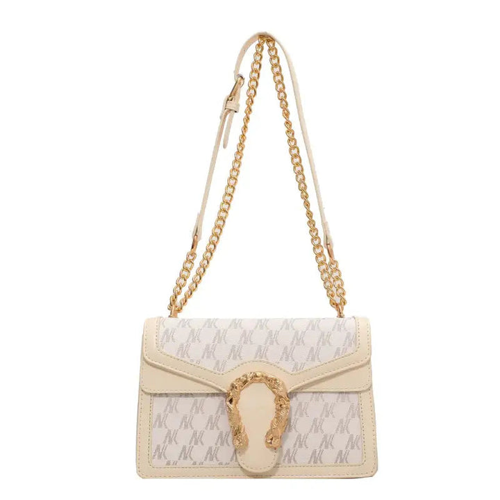 Damen Casual Ein-Schulter Tasche aus hochwertigem PU-Material in Schwarz und Beige, kompakt und elegant für Freizeit und Reisen.
