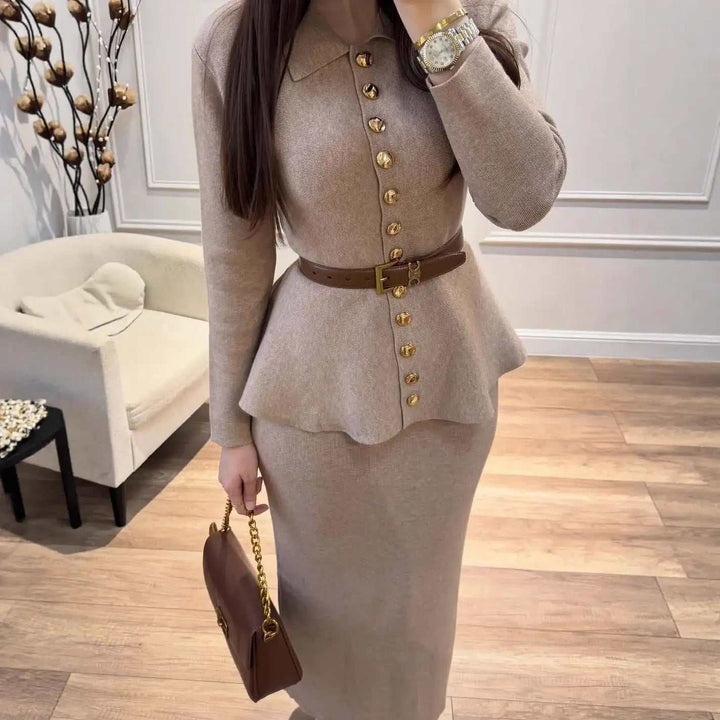 Eleganter taillierter Bodycon Mantel mit Knöpfen und langen Ärmeln in Midilänge für Damen