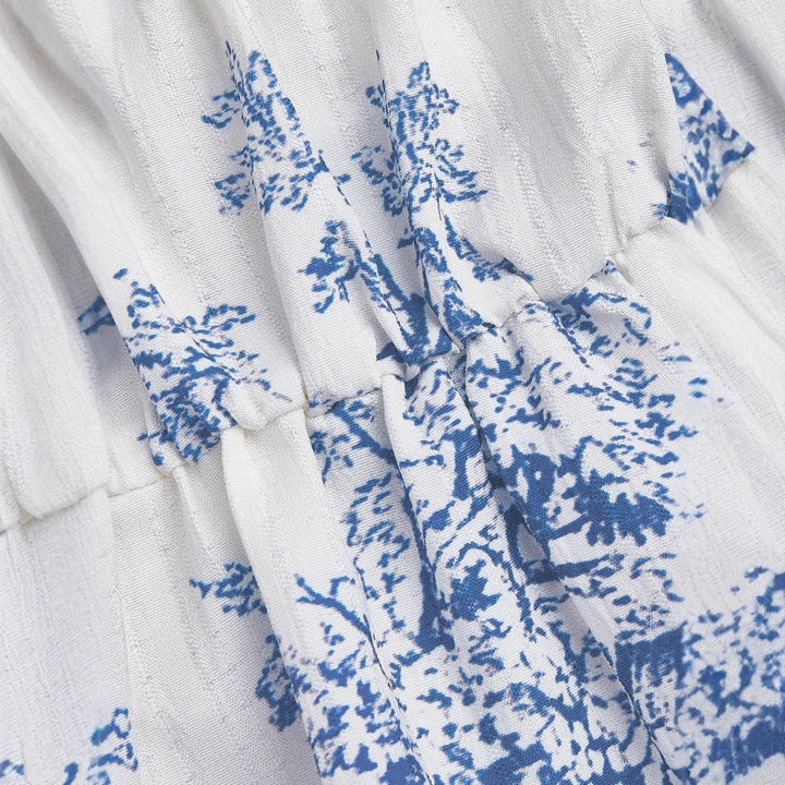 Bedrucktes ärmelloses Damen Top mit asymmetrischem Saum in Blau