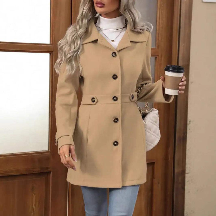 Eleganter einreihiger Damen Wollmantel mit Knöpfen und Reverskragen, mittellang in verschiedenen Farben