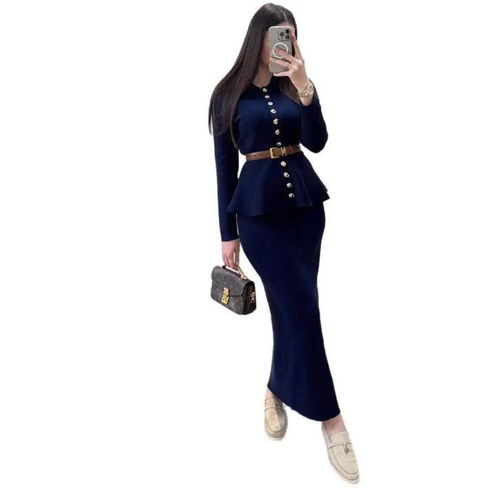 Eleganter taillierter Bodycon Mantel für Damen in Midilänge mit langen Ärmeln und Knöpfen