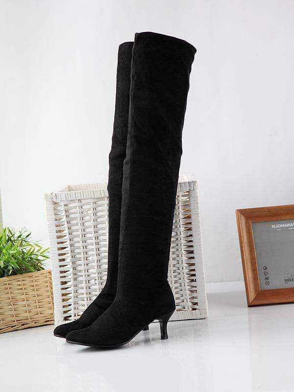 Elegante Damen Wildlederstiefel mit hohem Schaft und Stiletto-Absatz in Übergröße