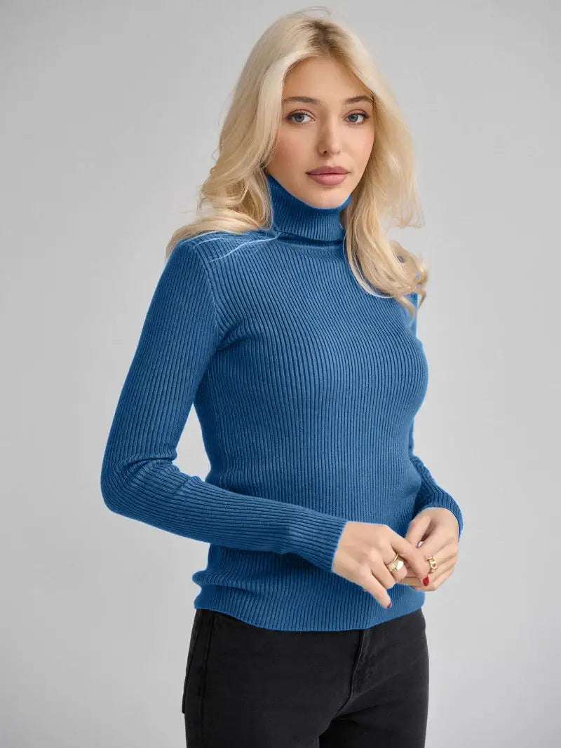 klassischer Damen Strickpullover mit Rollkragen in verschiedenen Farben und urbanem Stil