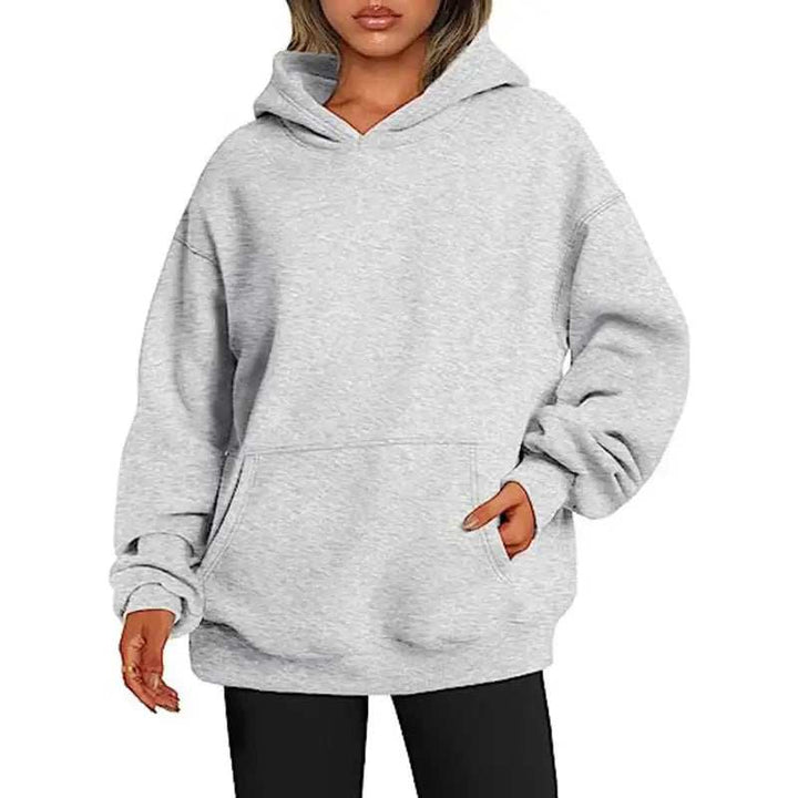 Damen Hoodie im Oversize-Stil mit Kapuze und Taschen, einfarbig und modisch