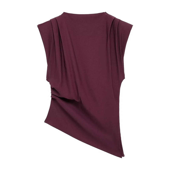 Modernes Damen Top mit plissierten Details und betonten Schultern in Slim-Fit-Passform