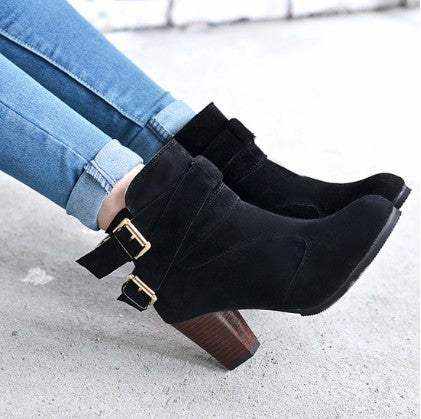 Elegante Damen High Heels Pumps aus Leder, warm gefüttert für Herbst und Winter