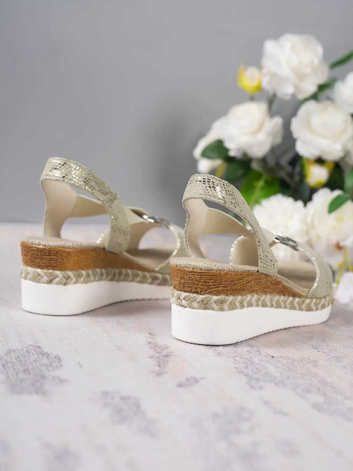 Sommerliche Damen Keilsandalen mit Hanfseil-Design und Peep-Toe, elastisches Band und Gummisohle