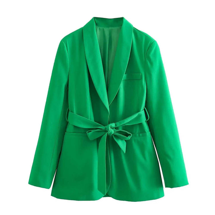 Damen Casual-Anzug mit Gürtel, Blazer und Hose für stilvollen Büro-Look