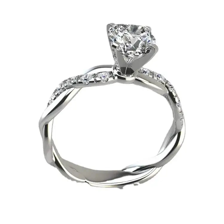 Mujing Jewelry S925 Silber gedrehter Verlobungsring aus Sterling Silber in modernem Design