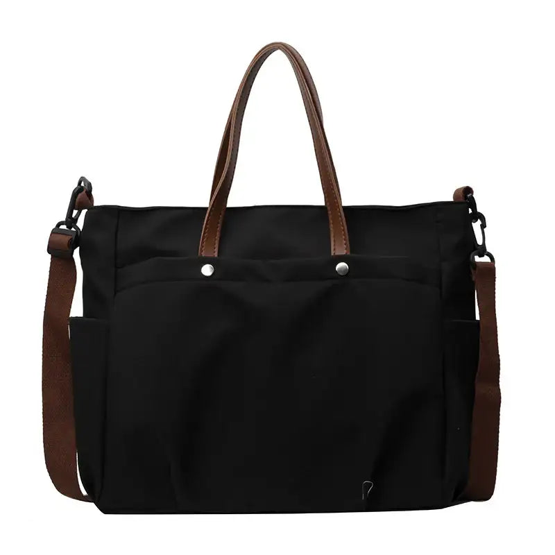 Modische lässige schlichte Schultertasche mit großem Fassungsvermögen und offener Außentasche in mehreren Farben
