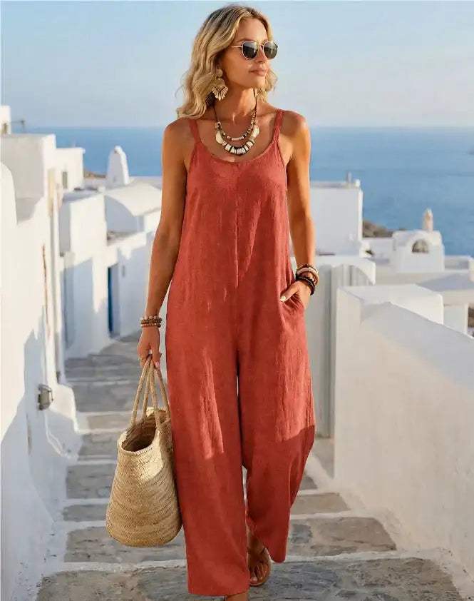 Sommerlicher Damen Einteiler weiter Bein elegant leicht