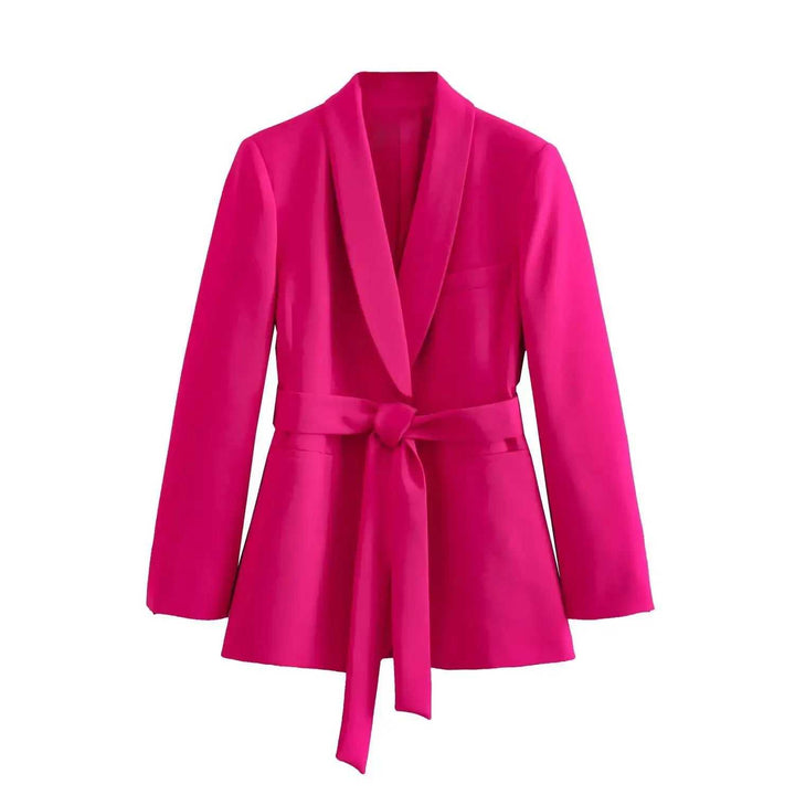 Damen Casual-Anzug mit Gürtel, Blazer und Hose in modernem Stil
