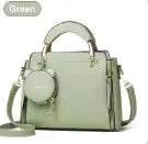 Elegante grüne Damen-Handtasche aus Leder mit Henkel und Umhängeriemen, IsabellBoutique030