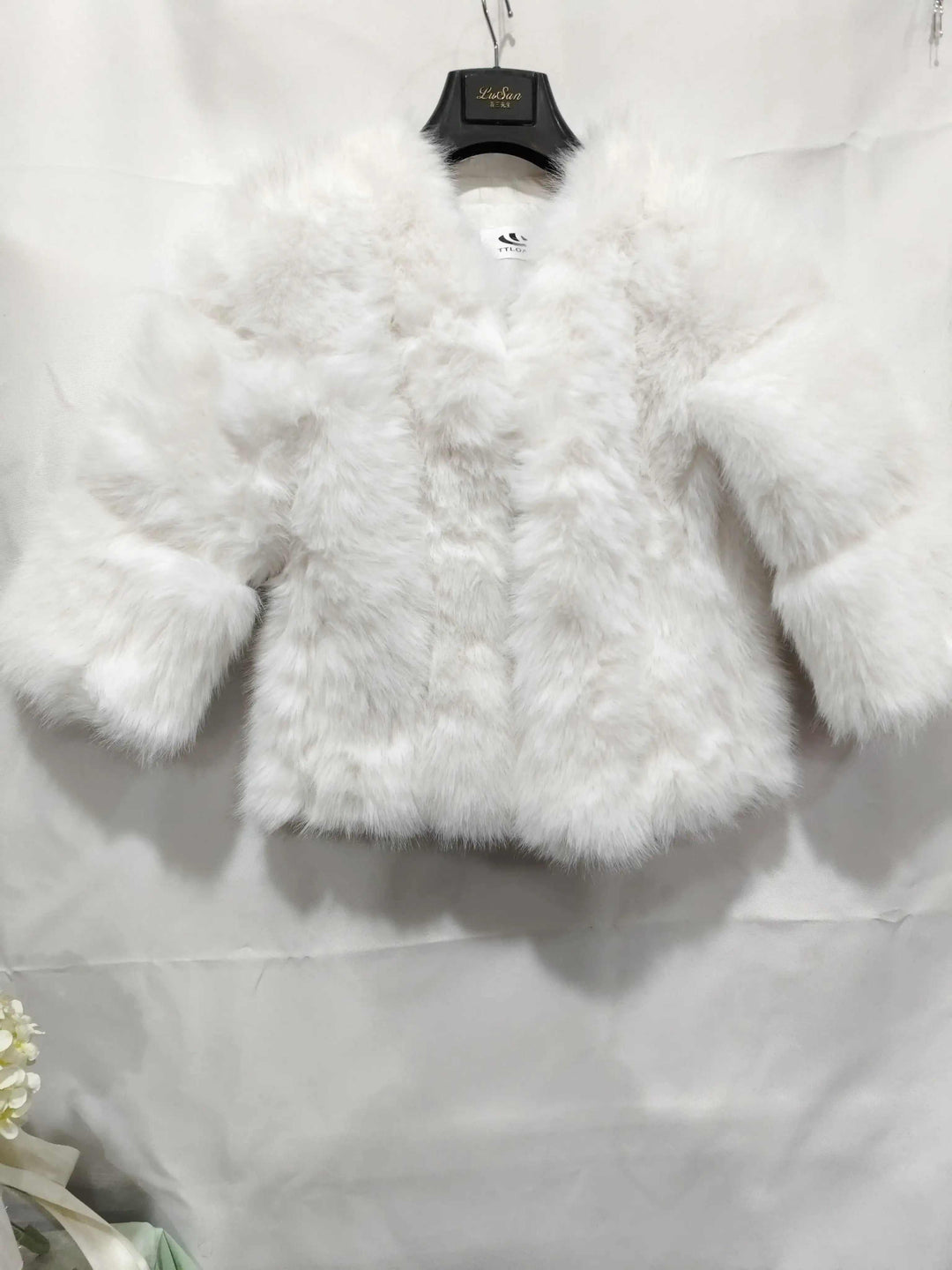 Damen Kurzmantel mit echtem Fuchsfell, warm und stilvoll für den Winter