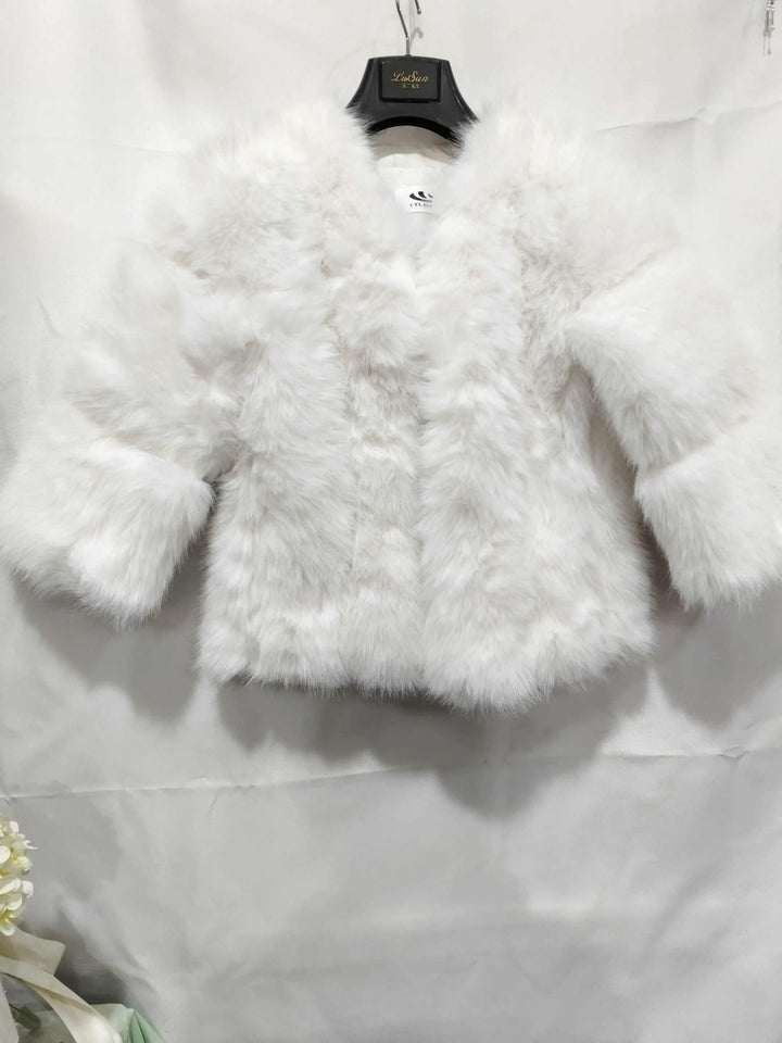 Damen Kurzmantel mit echtem Fuchsfell, warm und stilvoll für den Winter