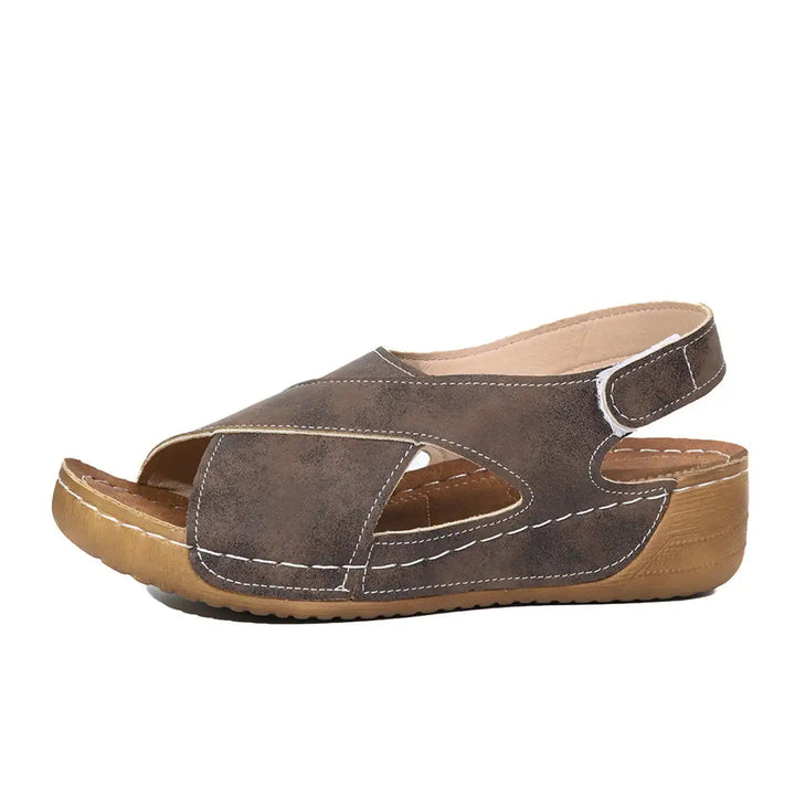 Modische Plateau-Sandalen im römischen Stil mit Klettverschluss und robuster Sohle für Damen
