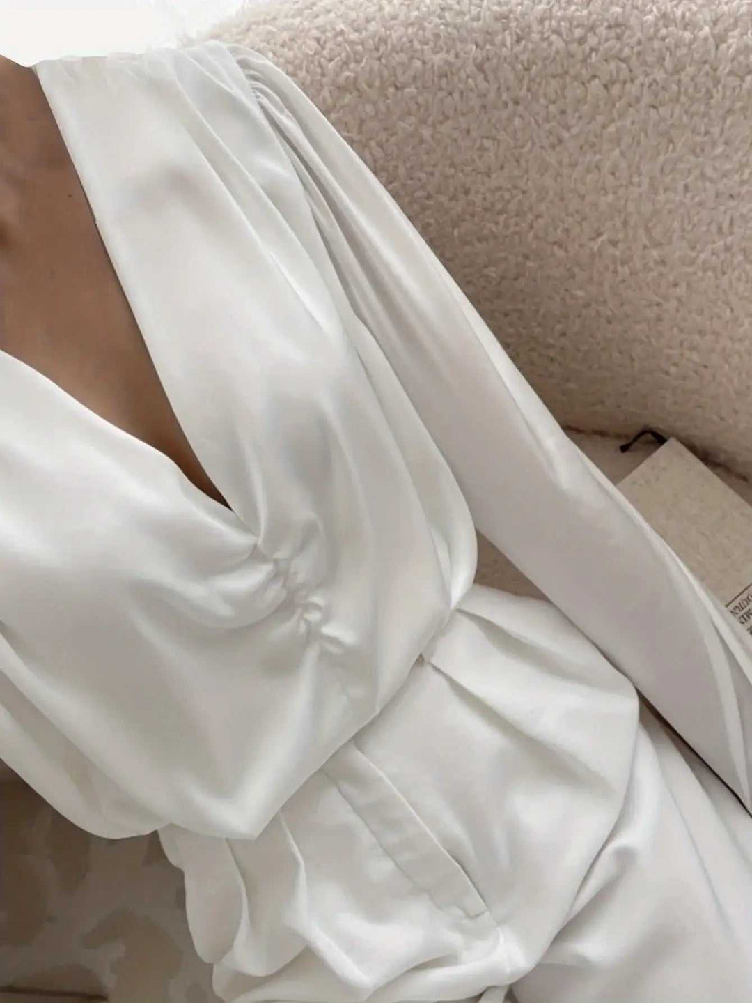 Weißes französisch inspiriertes Damen Top mit Neckholder und lockerem Schnitt