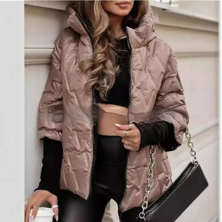 Modische Damen Kapuzenjacke im Patchwork-Design, locker geschnitten, warm und stilvoll