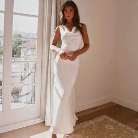 Elegantes Meerjungfrau-Kleid aus Premium-Satin mit rückenfreiem Slim-Fit-Schnitt