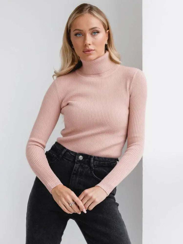 klassischer Damen Strickpullover mit Rollkragen in verschiedenen Farben und hochwertigem Chemiefaser-Mischgewebe
