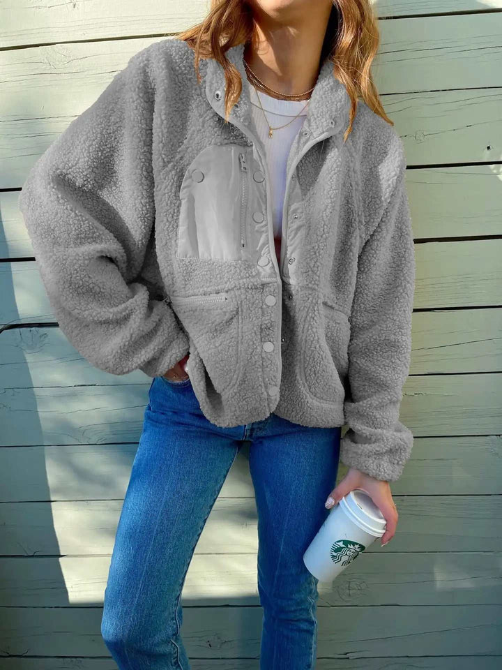 Kurze Plüsch-Cardigan-Jacke aus Lammwolle in verschiedenen Farben, weich und warm, japanisch-koreanischer Casual-Stil