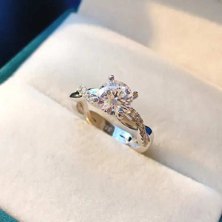 Mujing Jewelry S925 Silber Verlobungsring mit modernem gedrehtem Design aus Sterling Silber