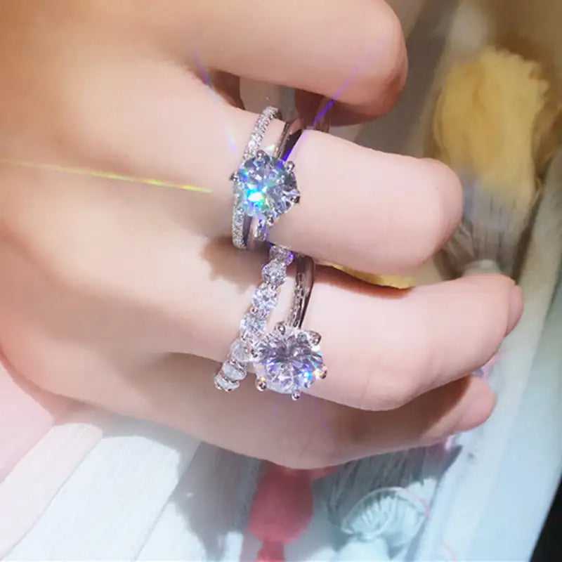 S925 Sterling Silber Solitär-Diamantring 1,23 Karat für Damen Verlobung und Ehe