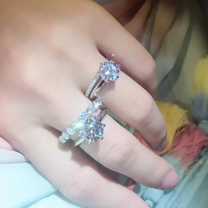 S925 Sterling Silber Solitär-Diamantring 1,23 Karat für Damen Verlobungs- und Ehering