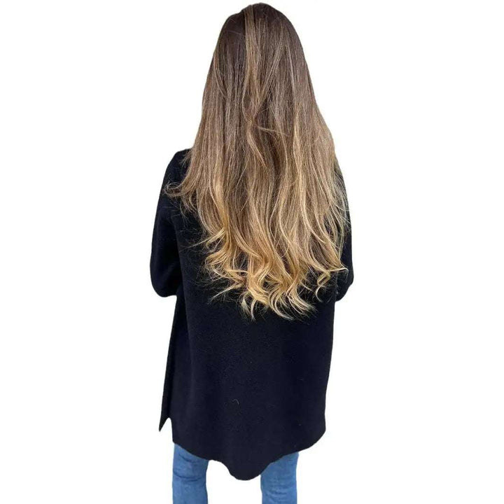 Eleganter Damen Wollmantel im Oversize-Look mit Reverskragen in Khaki