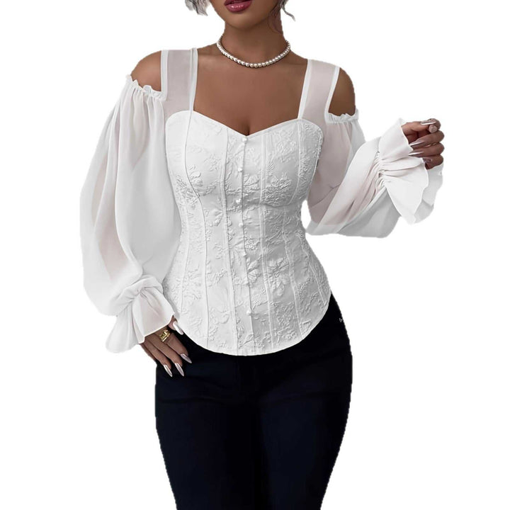 Modische Damen Bluse mit Puffärmeln und lockerem Schnitt im Business-Casual-Stil