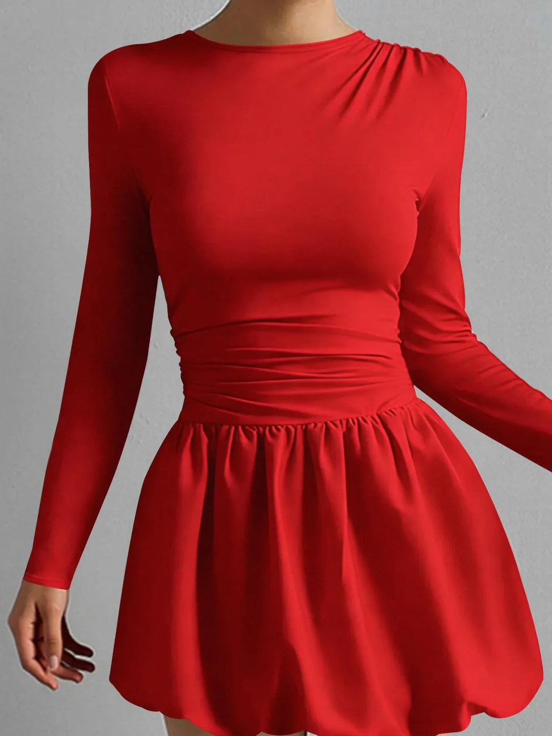 Elegantes Damen Skaterkleid mit Figurbetonung und Stretch-Stoff in einfarbigem Design