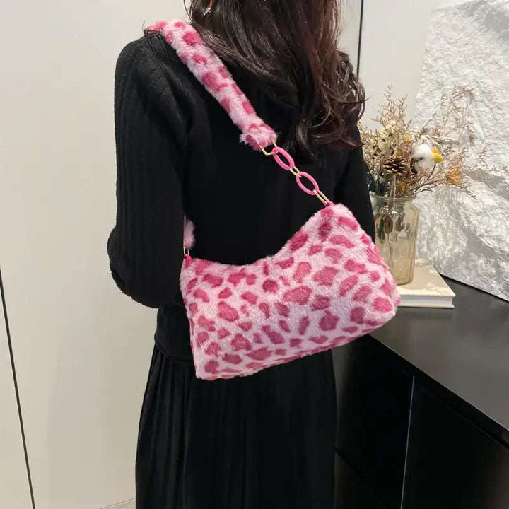 Tragbare Tasche im schlichten Western-Stil aus robustem Canvas mit rechteckiger Form und praktischem Sandwichfach in Weiß, Rosa und Braun
